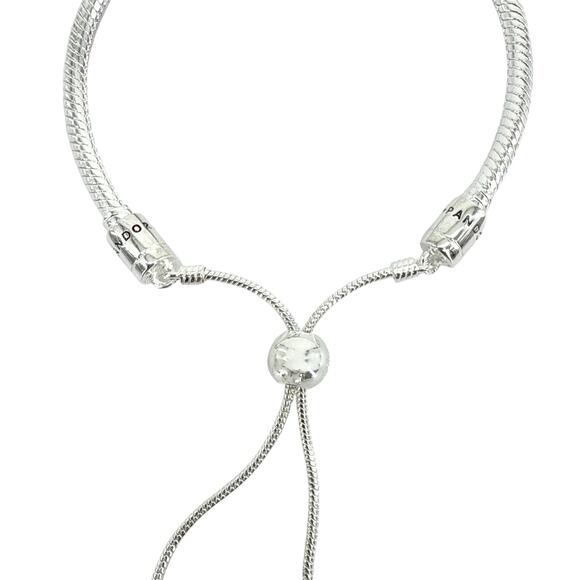 PANDORA Moments Snake Chain Slider Bracelet in Silver - Picture 6 of 10